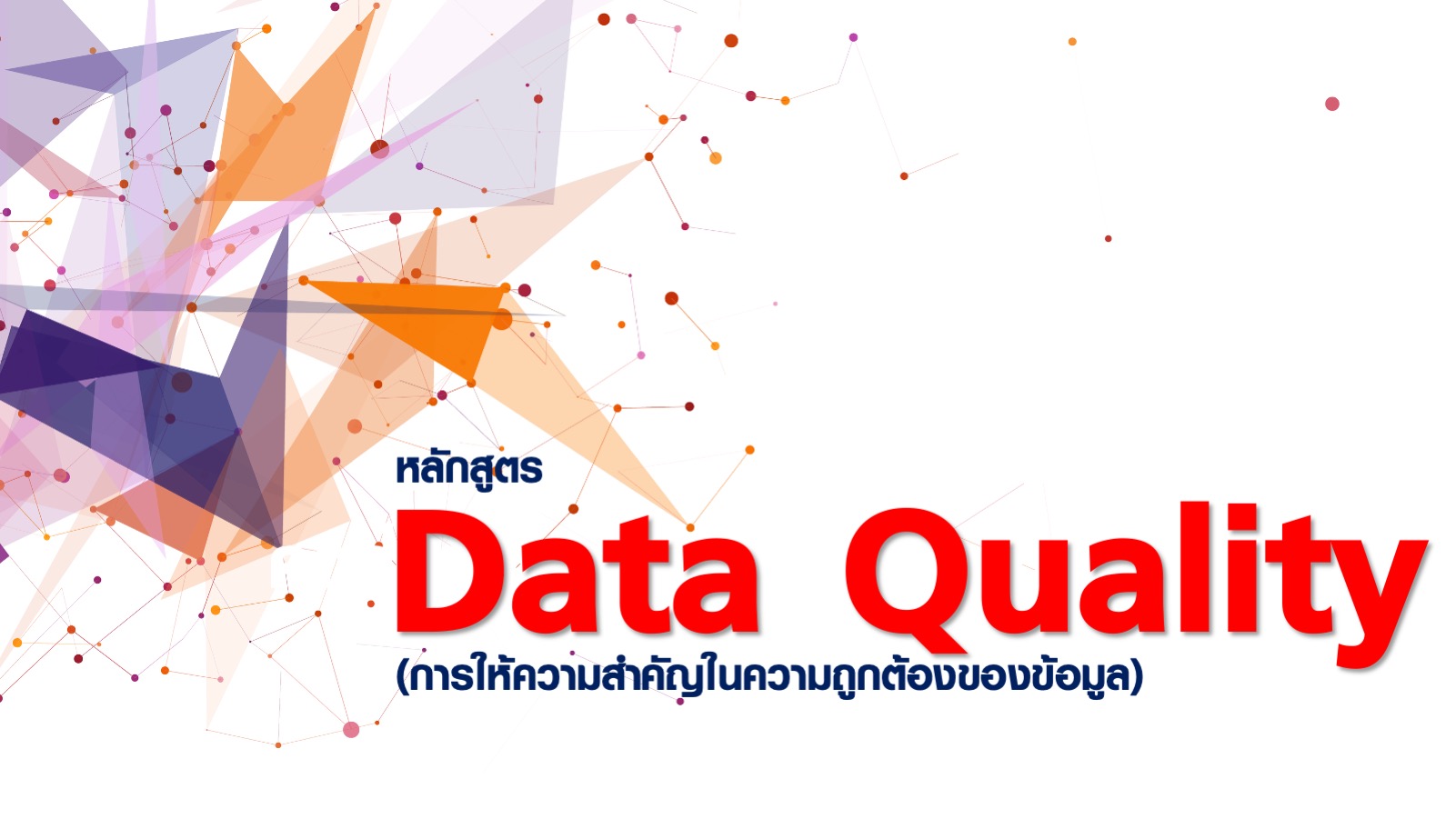 หลักสูตร Data Quality (การให้ความสำคัญในความถูกต้องของข้อมูล)